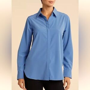 NEW Lands' End Womens Shirt Blue Button Up No Iron 100% Supima Cotton size 20W